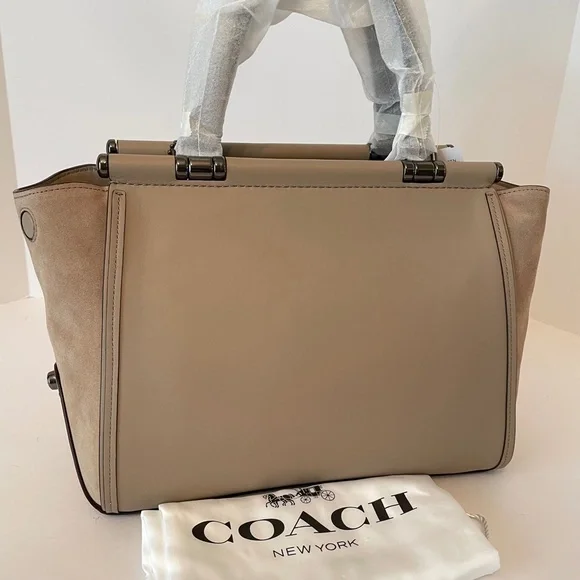 Coach Drifter Carryall Tote Leather Suede in Stone Gray 38389 - Picture 9 of 15